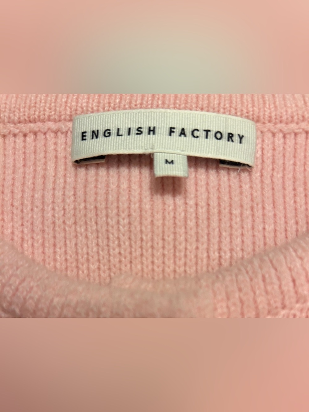 English Factory Pink Heavy Knit Cardigan Gold Button Sweater Size NWOT - Picture 6 of 6